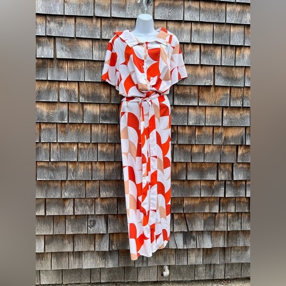 SHEIN Curve 1X Stylish Orange & Brown Patterned Jumpsuit – Effortless & Chic! - Picture 3 of 6